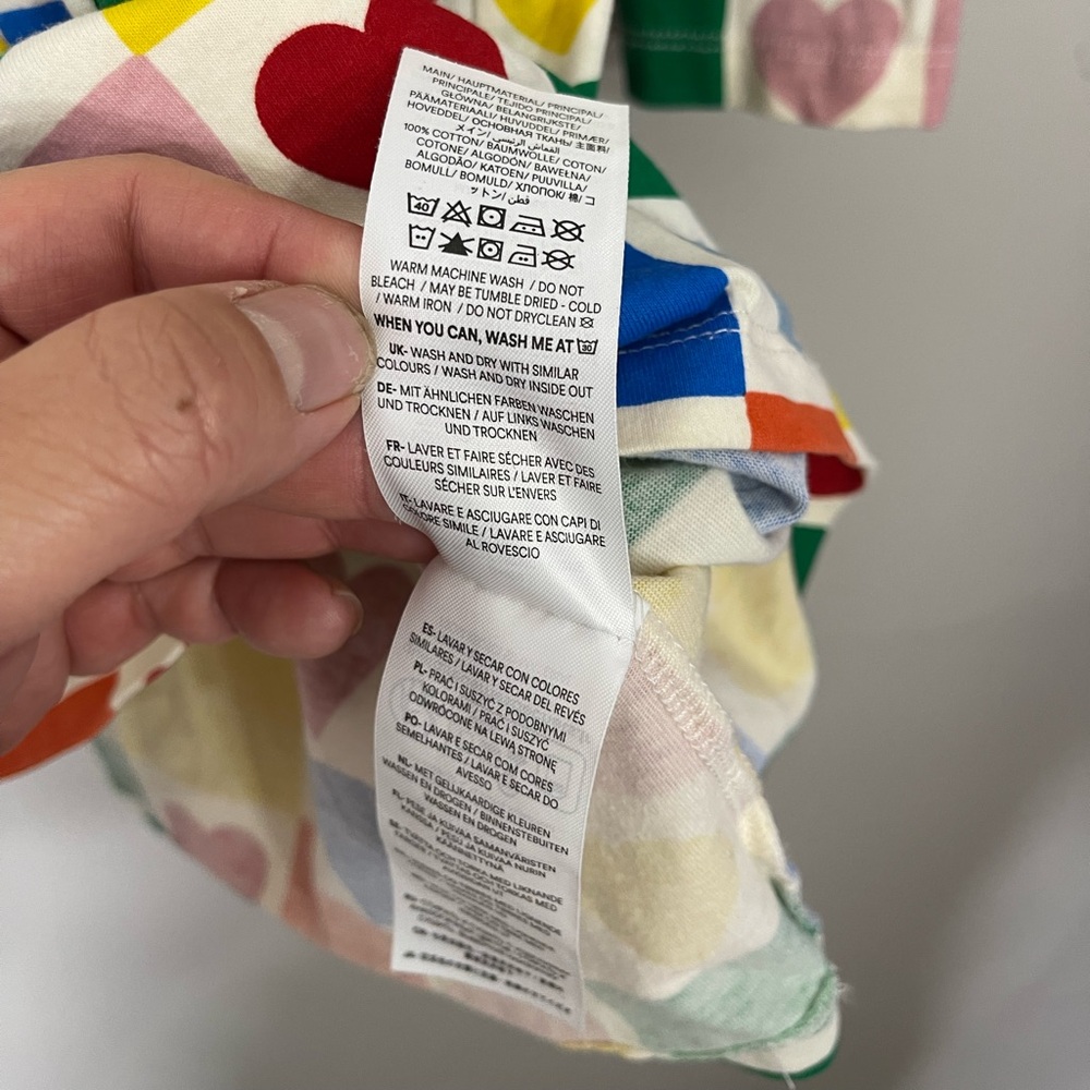 Mini Boden NWOT Kids' Fun Long Sleeve Jersey Dress Sz 11-12 Colorful Hearts - Picture 5 of 6